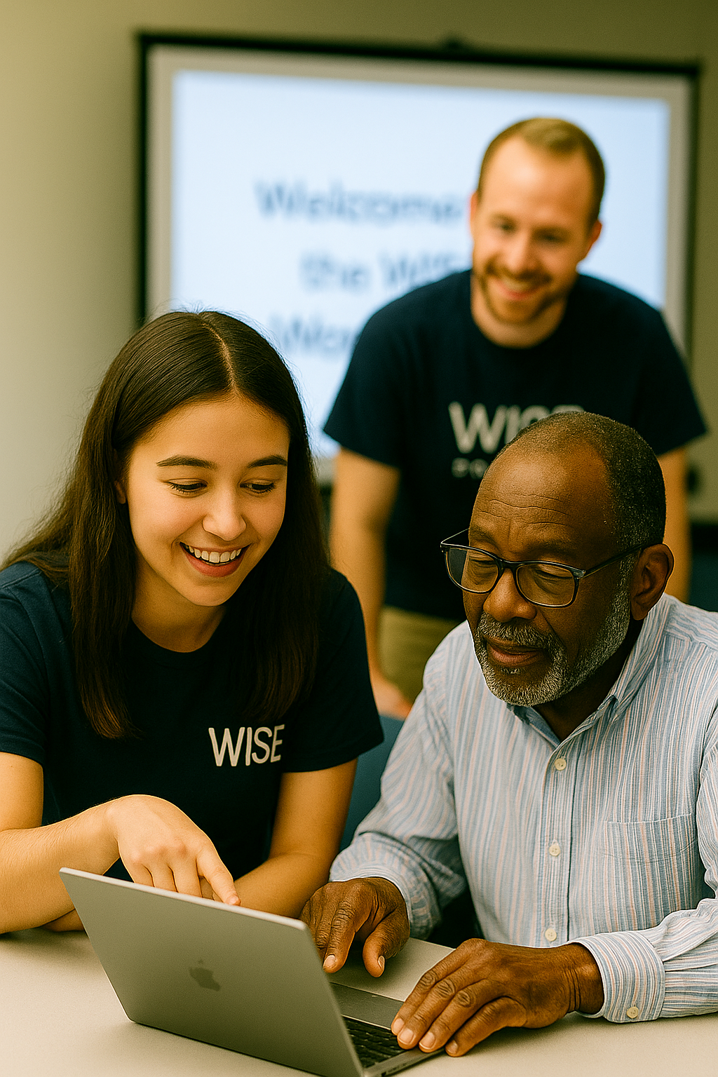 A senior smiling after completing Wisely courses